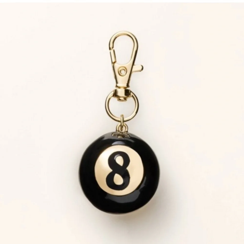 Kate Spade X Target Eight Ball Black & Gold Charm Fob Keychain
